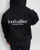 The back of the Women's Footballher Classic T-Shirt showing off the Footballher branding.